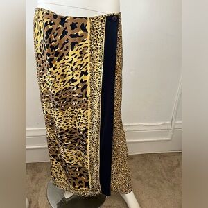 Ilyse hart 90s handkerchief navy gold beach sarong wrap maxi style skirt 8